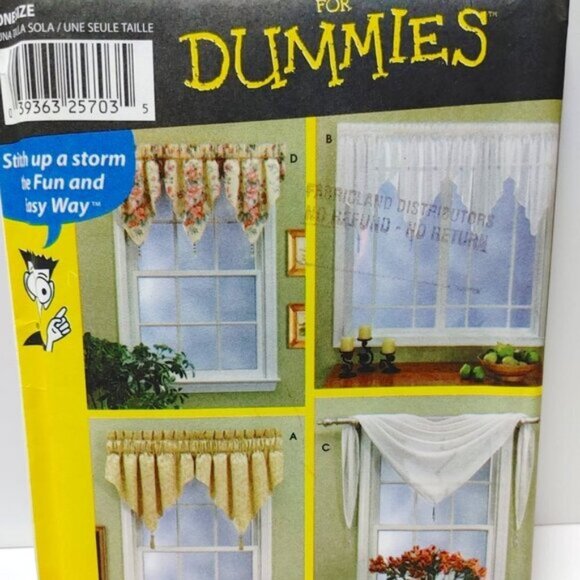 Window Treatments Sewing Patterns For Dummies UNCUT Simplicity - Picture 1 of 3